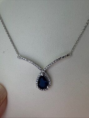Elegant Blue Sapphire Teardrop Necklace